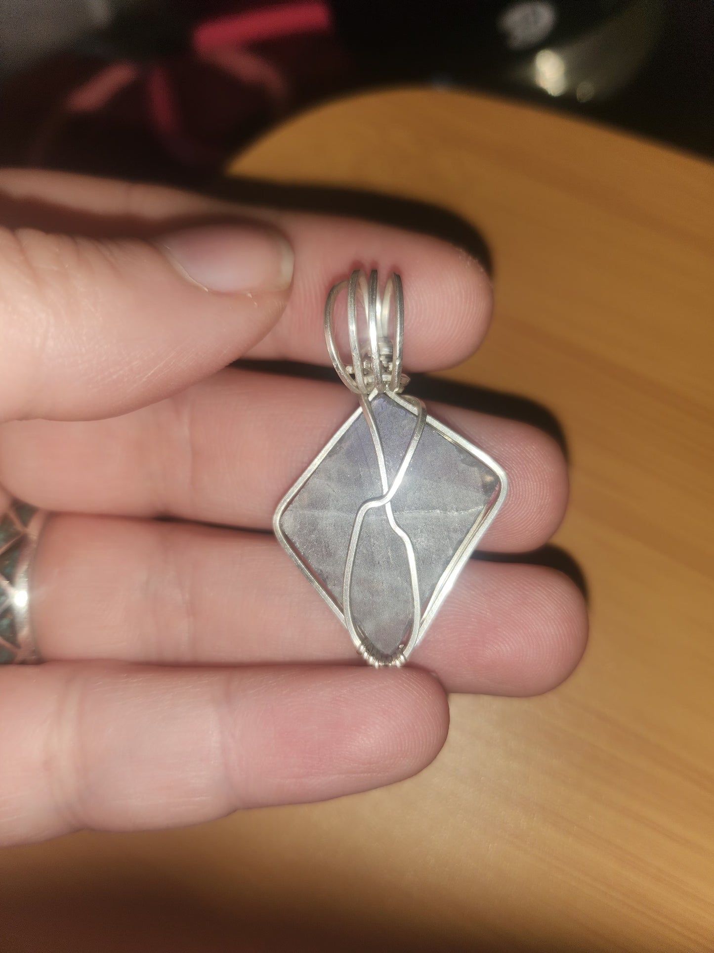 Blue + Purple flash labradorite wrapped in sterling silver