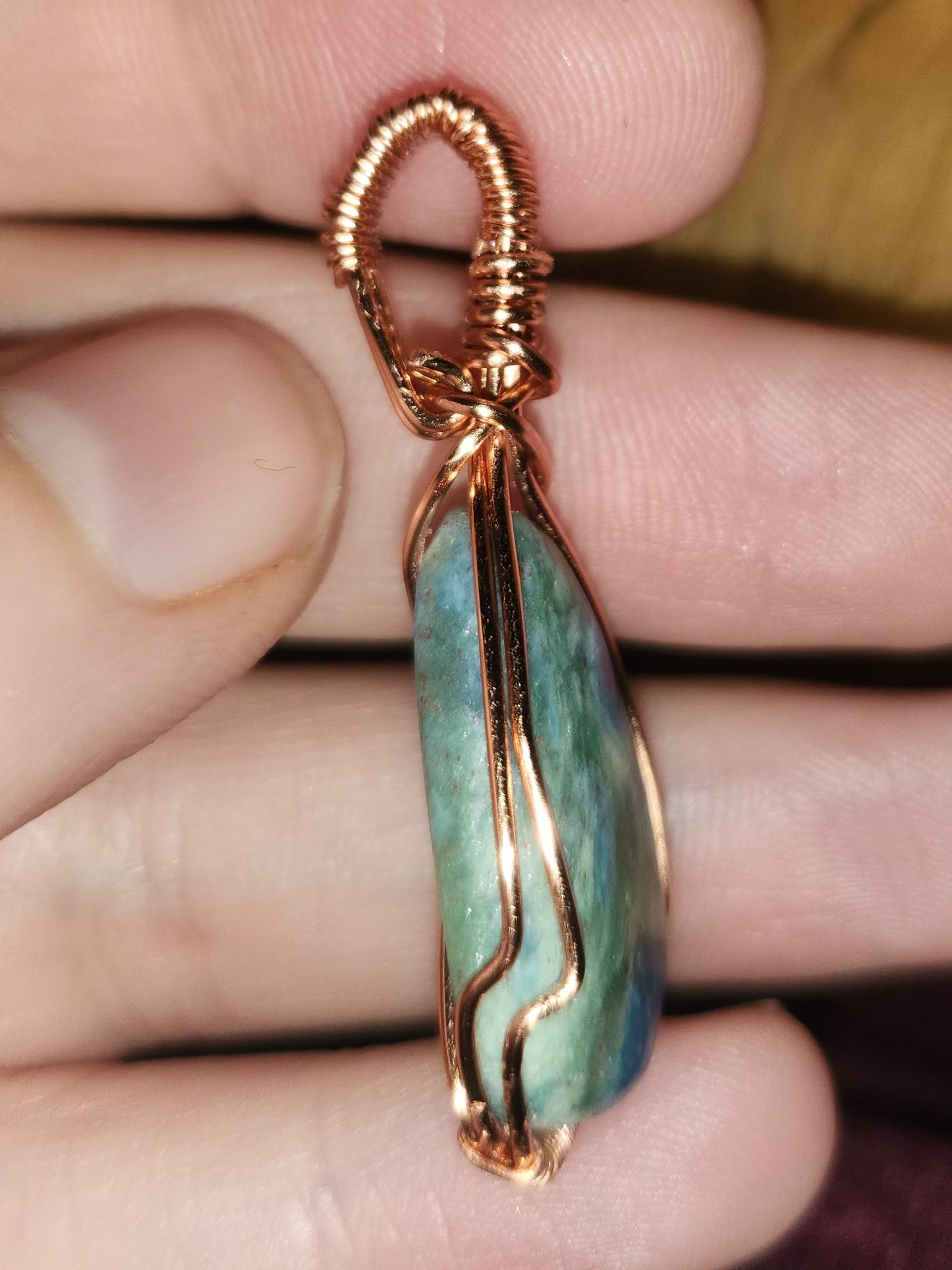 Ruby Fuchsite pendant in copper