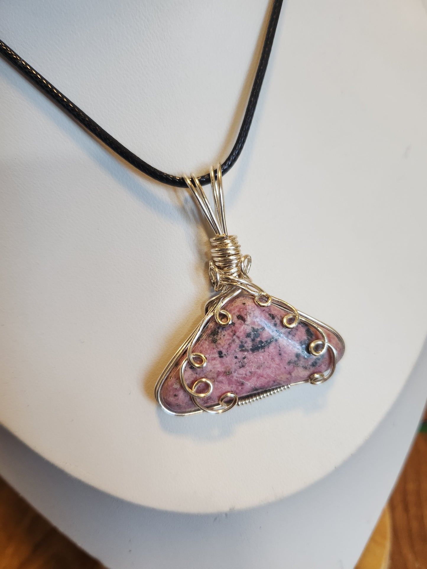 Rhodonite wrapped in Sterling Silver