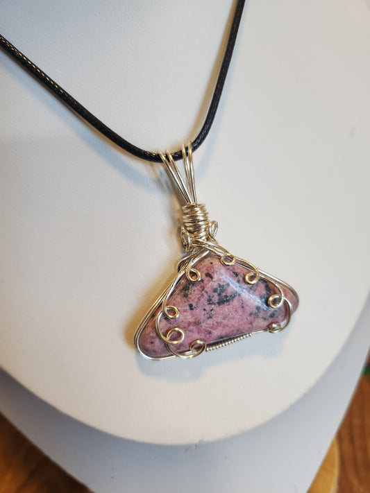 Rhodonite wrapped in Sterling Silver