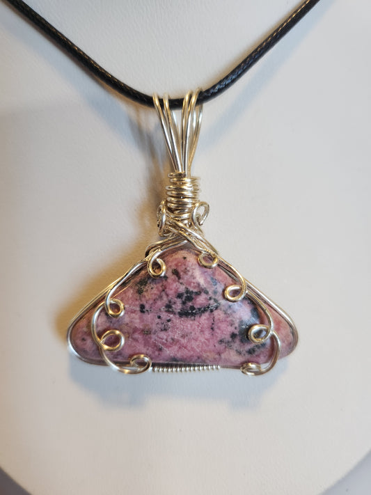 Rhodonite wrapped in Sterling Silver