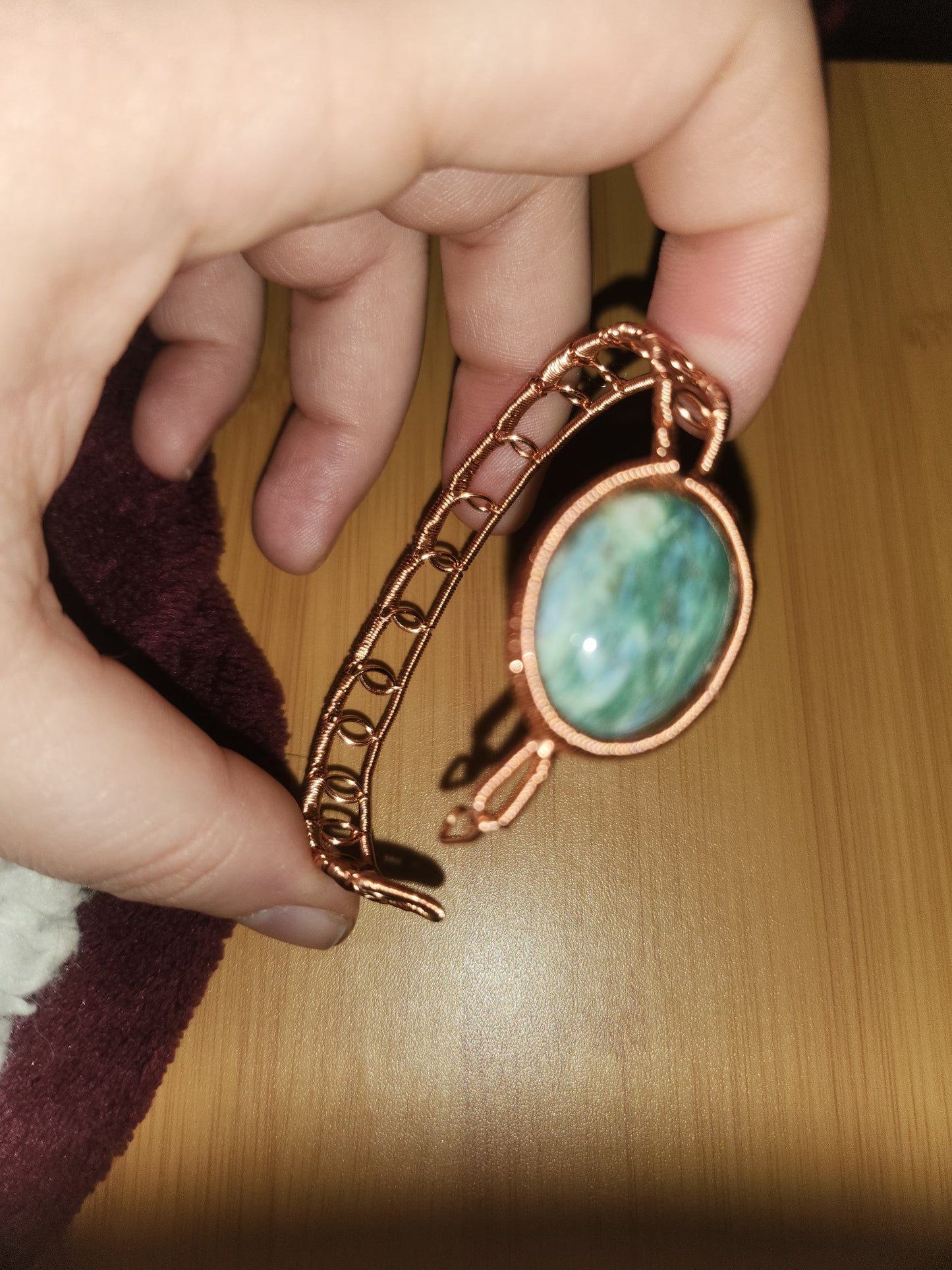 Fuchsite in Copper bracelet