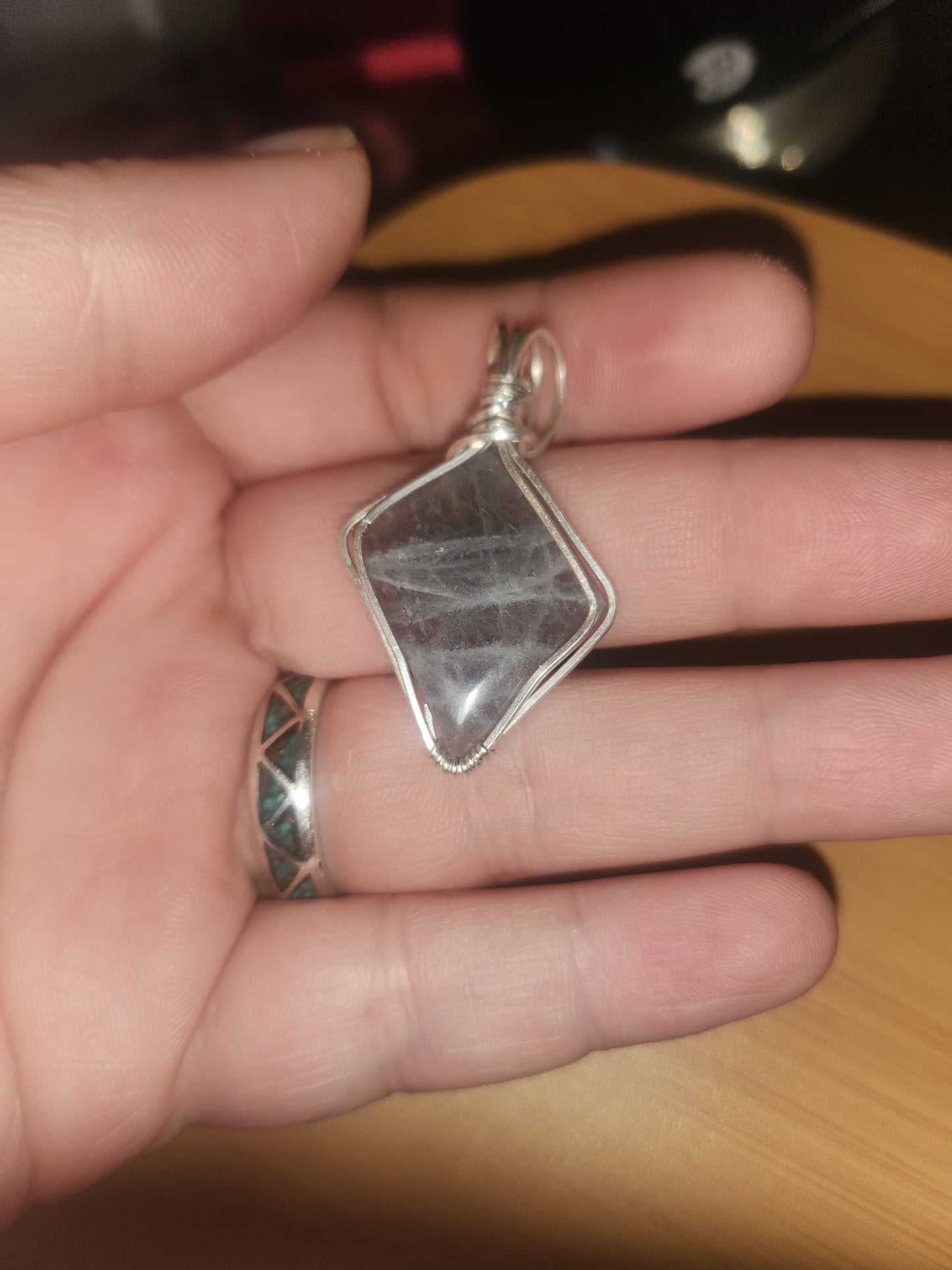 Blue + Purple flash labradorite wrapped in sterling silver