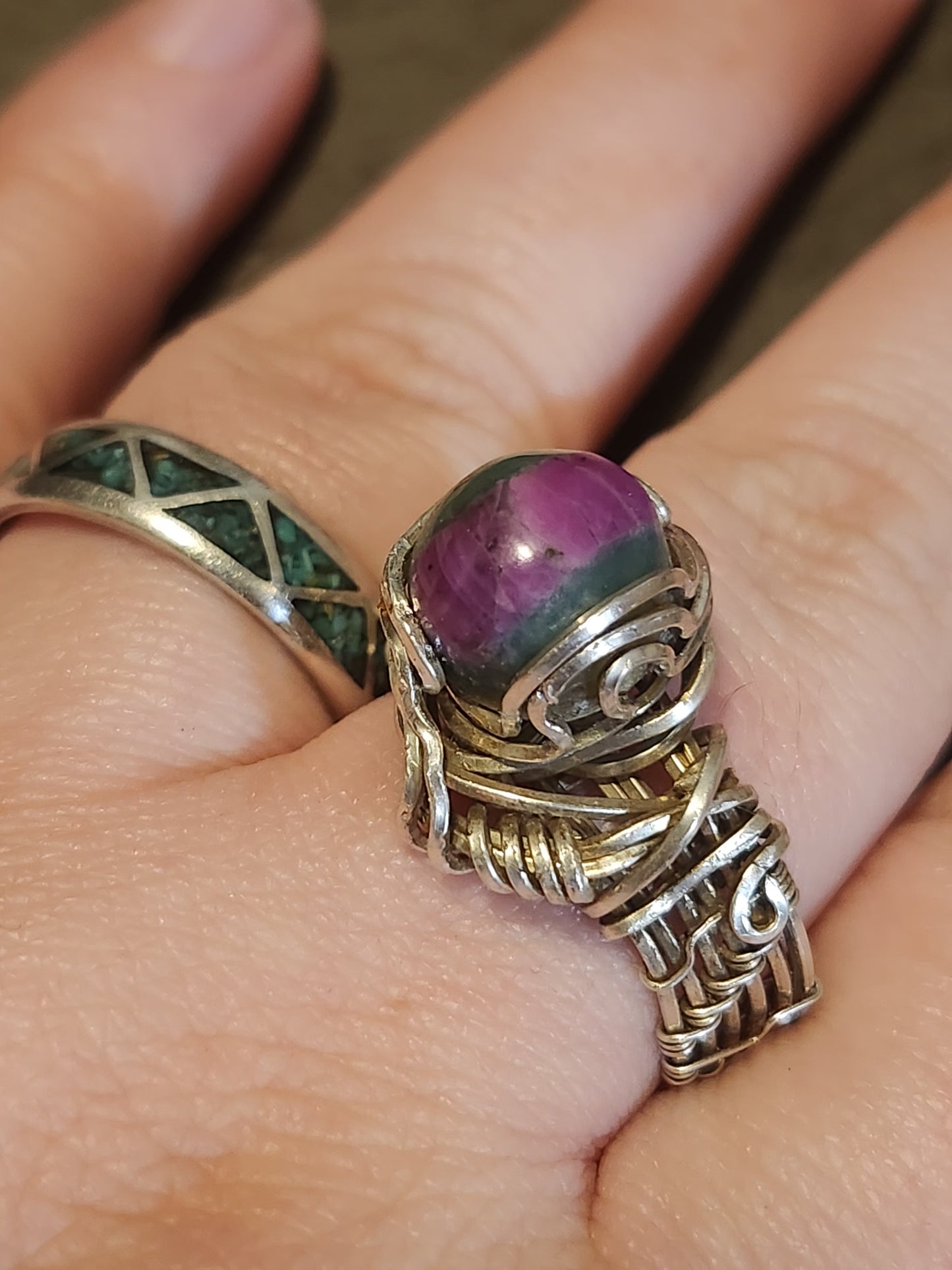 Ruby Fuchsite Sterling Silver Ring size 10