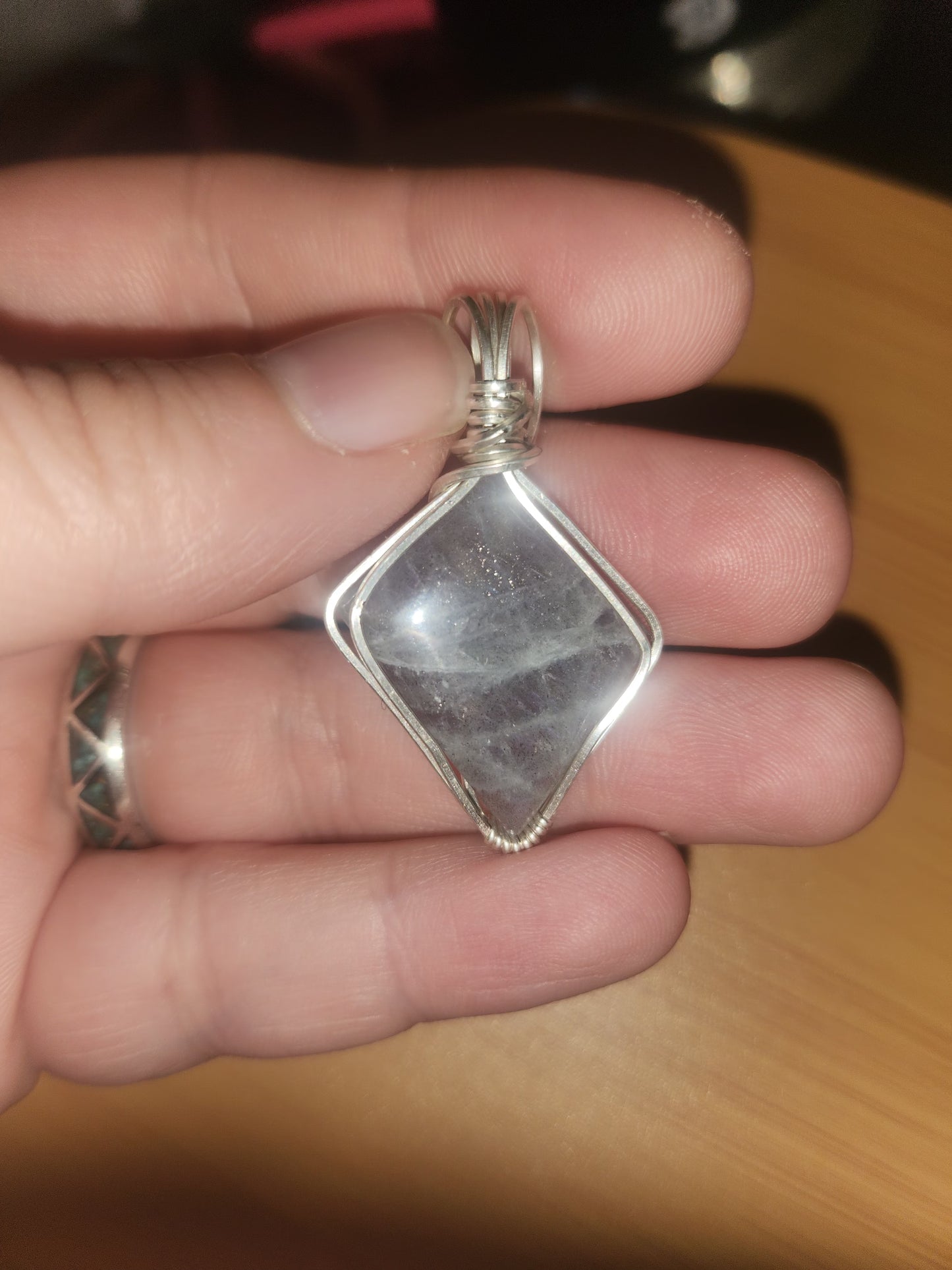 Blue + Purple flash labradorite wrapped in sterling silver