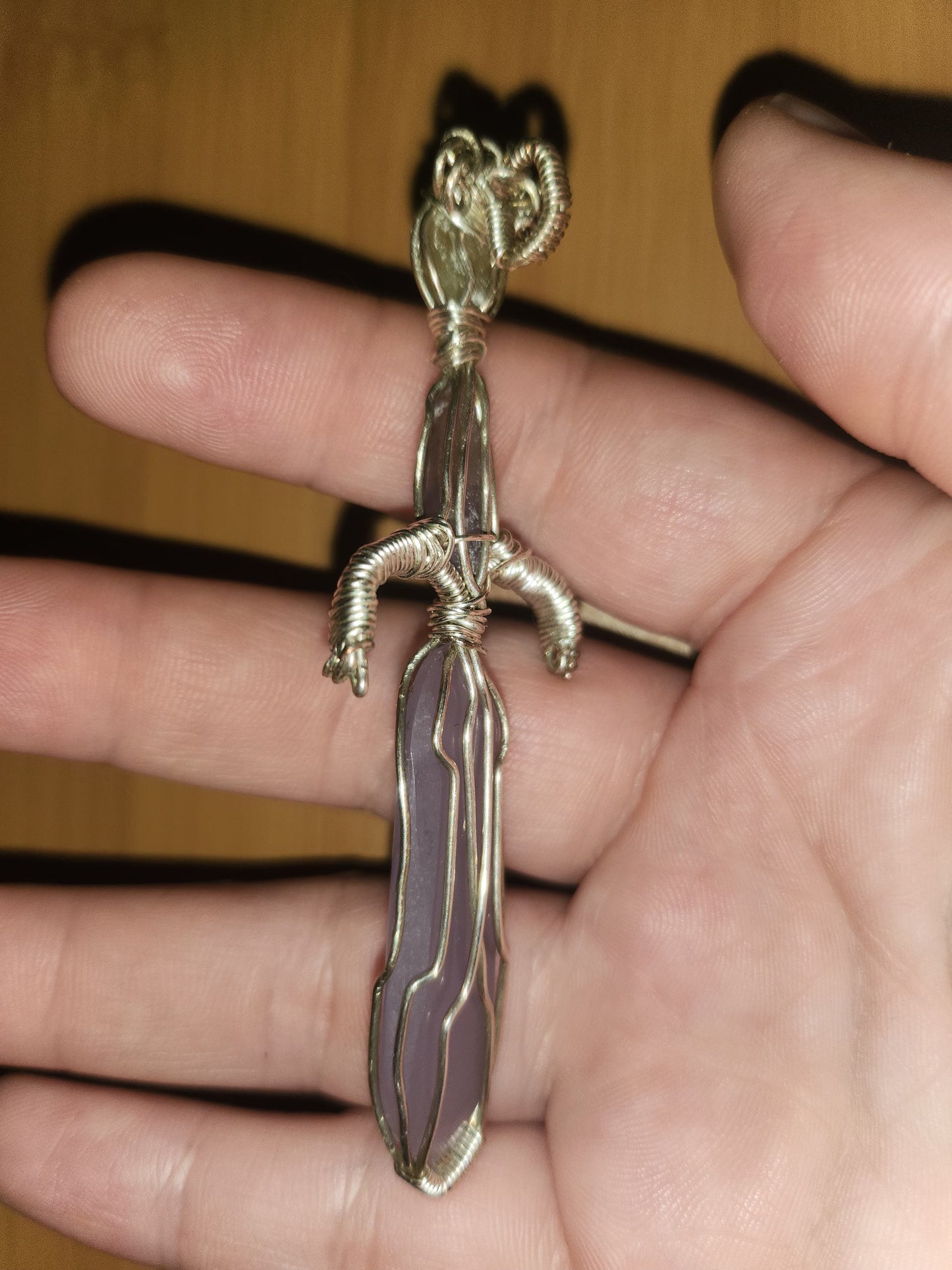 Triple Stone Sword Pendant in Sterling Silver