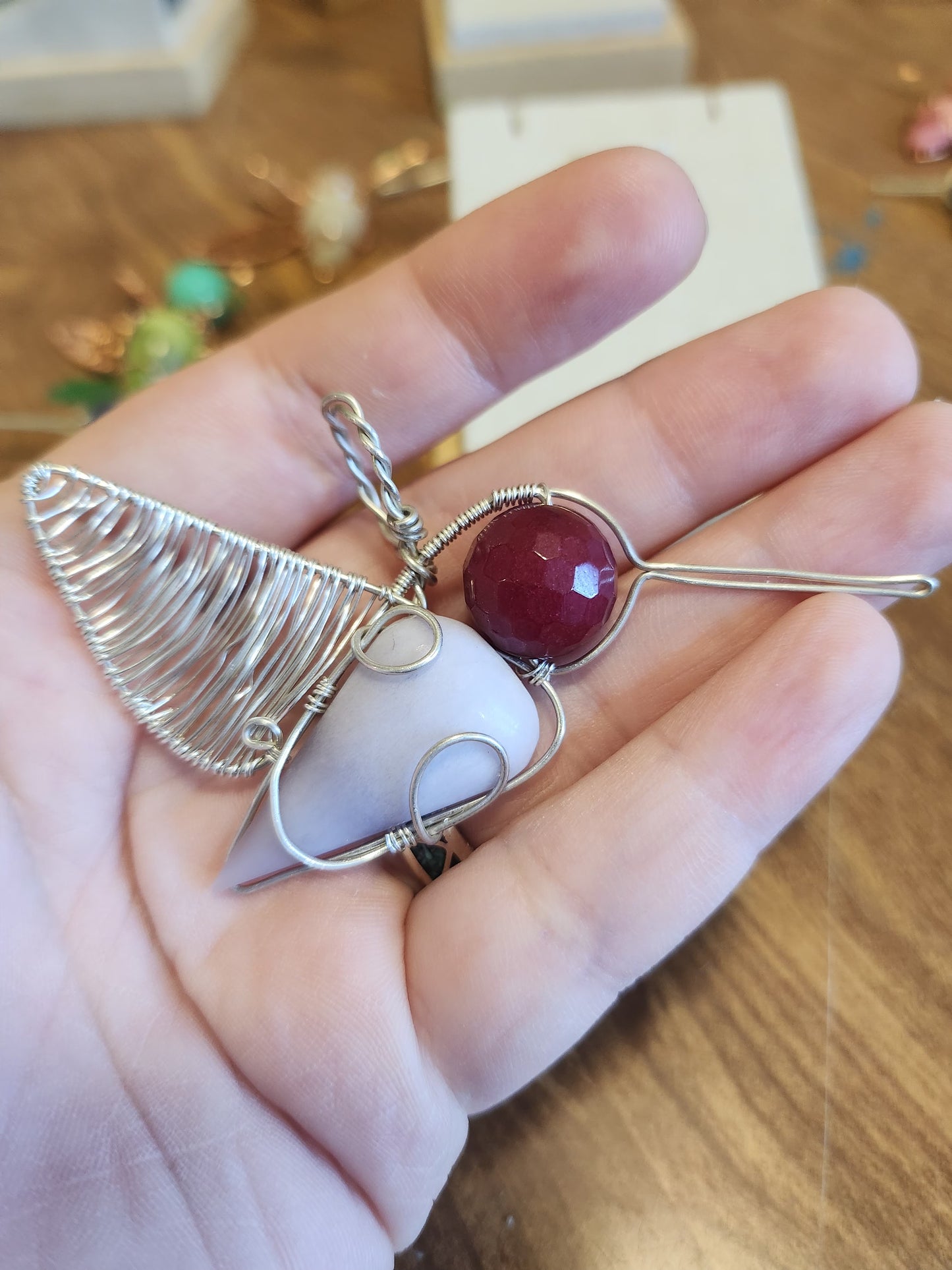 Yttrium Fluorite and Garnet Sterling Silver Hummingbird
