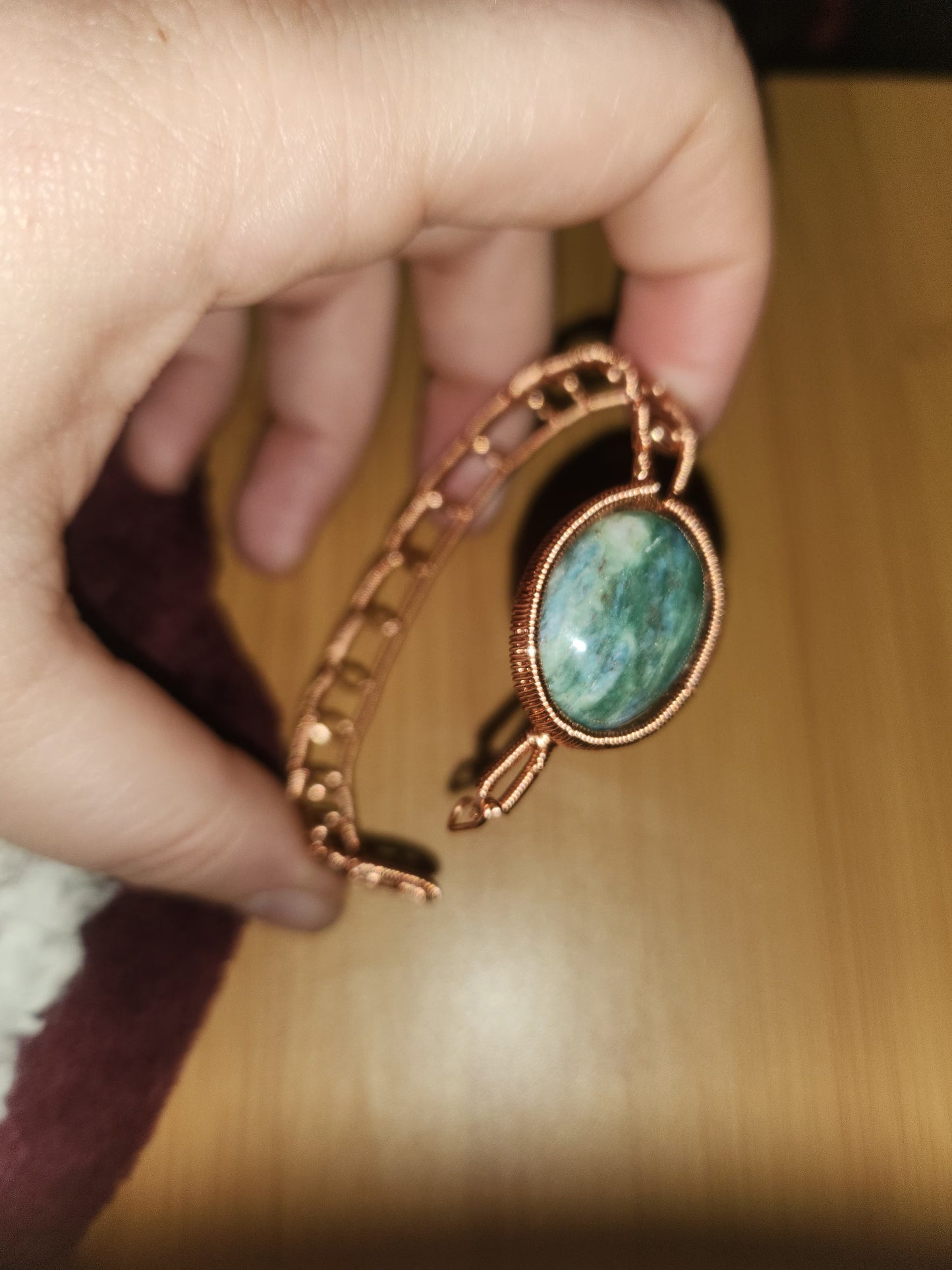 Fuchsite in Copper bracelet