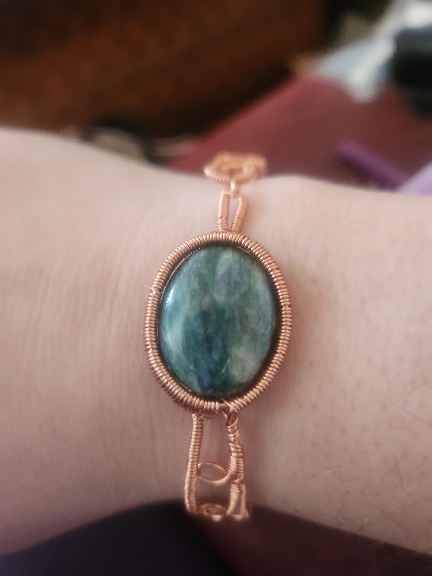 Fuchsite in Copper bracelet